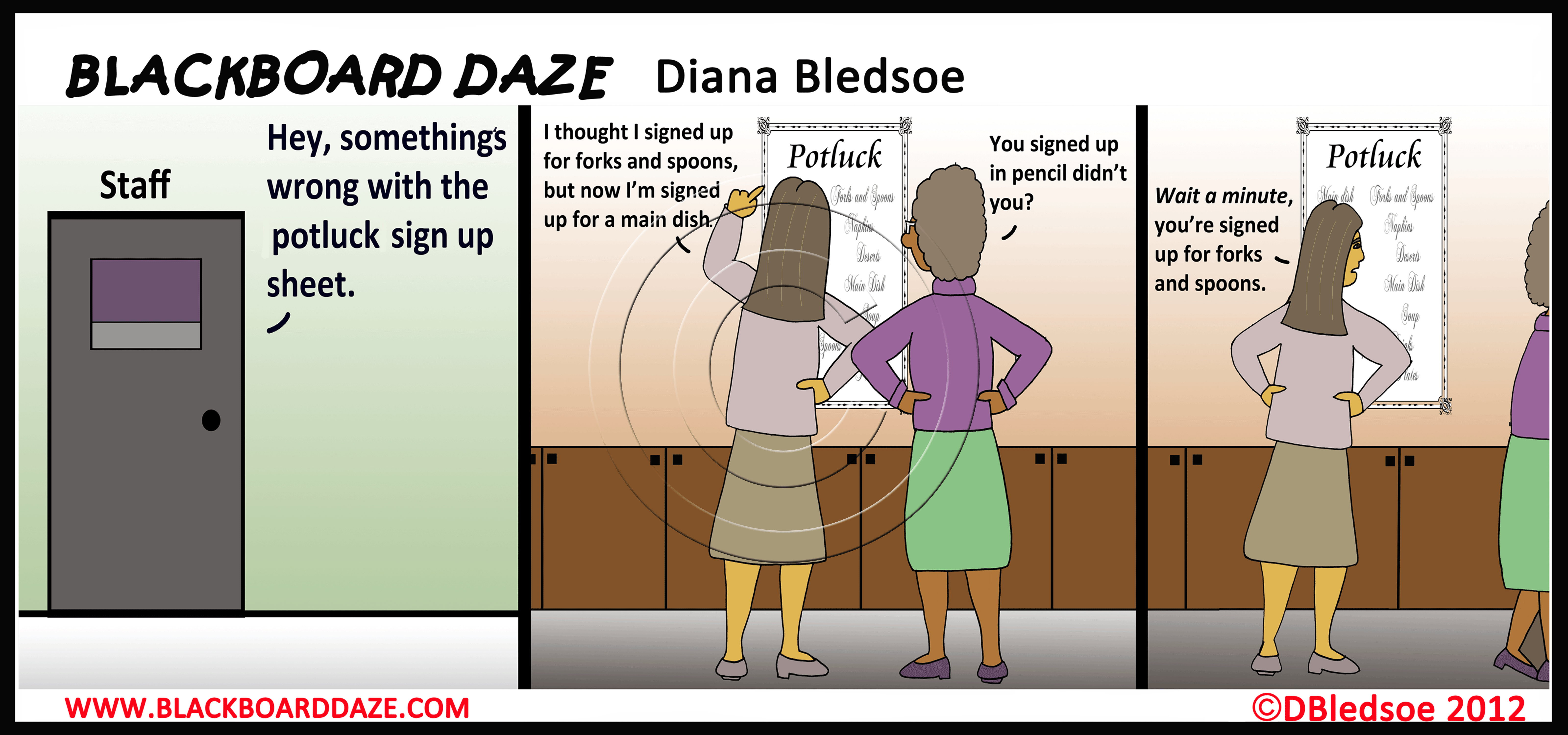 Funny Cartoon About Potlucks Blackboard Daze